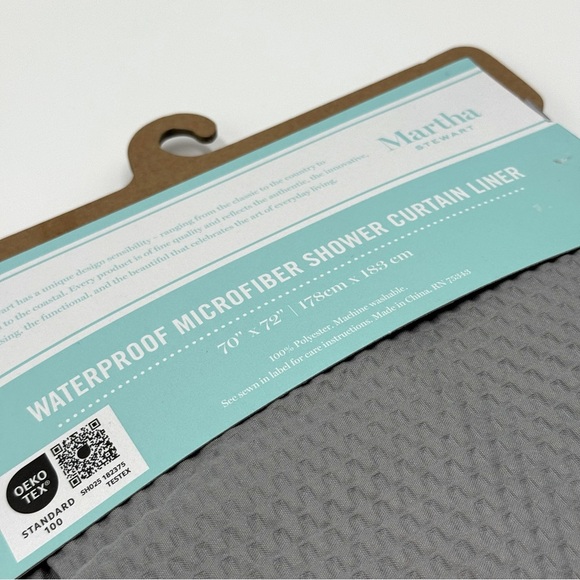 NWT Martha Stewart Textured Gray Shower Curtain Liner 70” x 72” - Picture 6 of 7